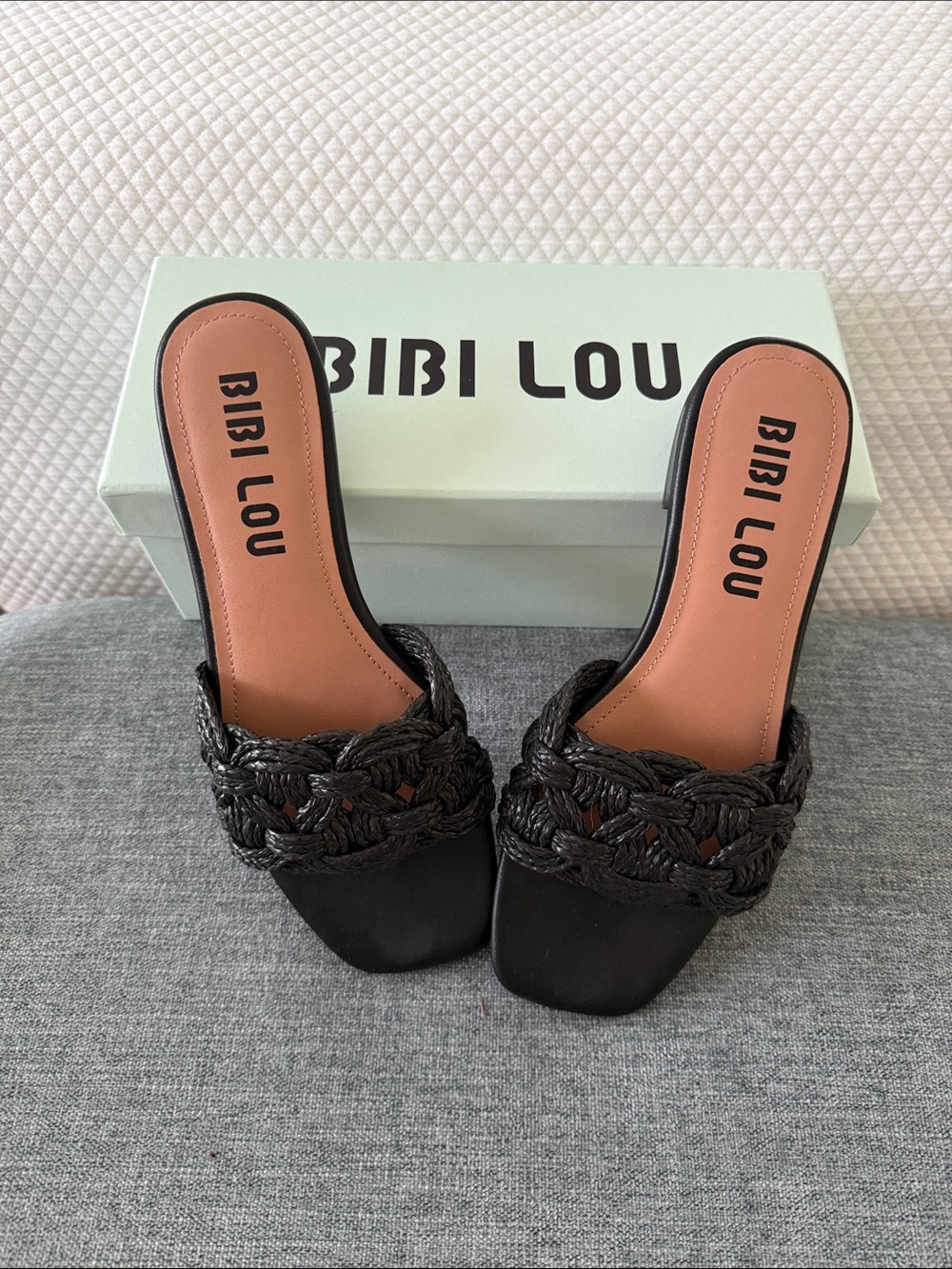 Bibi Lou Black Braided Slide Mules